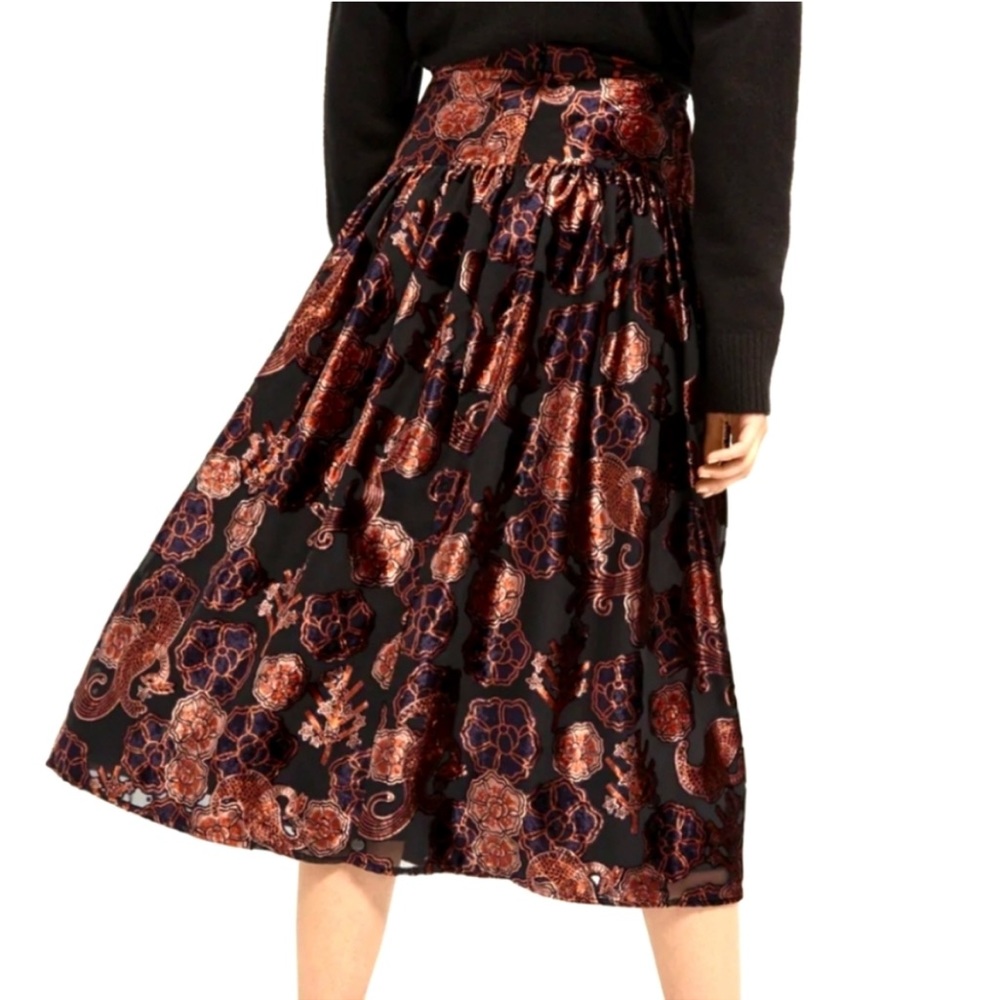 Scotch and Soda Black and Burnt Orange A Line High Waisted Skirt